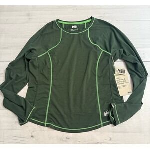 REI women's green swiftland long sleeve running shirt size large NEW